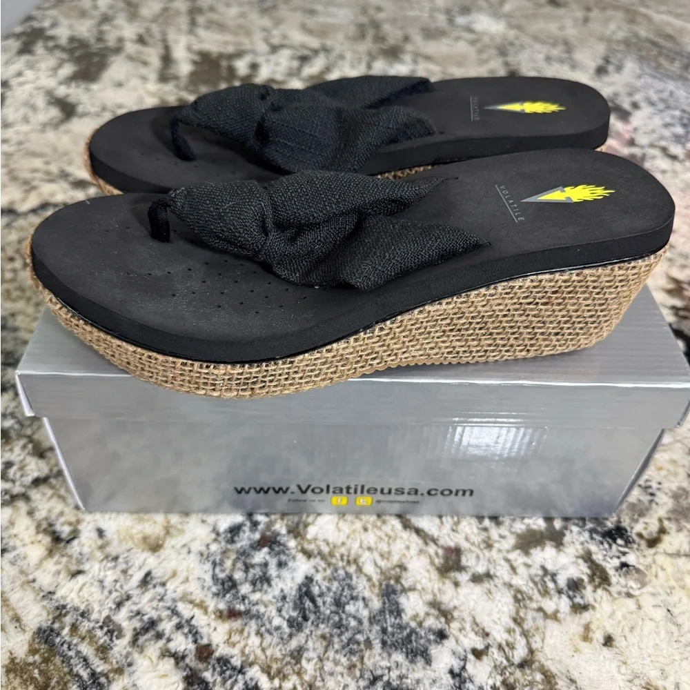 Volatile Black Espadrille Flip-Flops‎